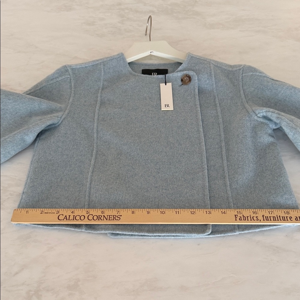 Banana Republic Wool cropped boxy jacket in Sea Glass Heather Blue. NWT fits XS* - Picture 12 of 13